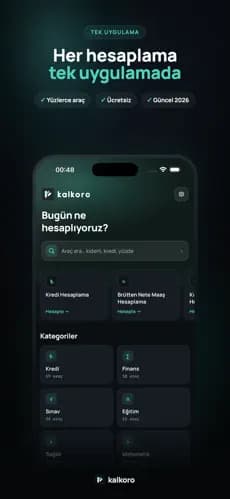 Kalkoro mobil uygulamasının ana ekranı: arama kutusu, popüler araçlar ve kategoriler